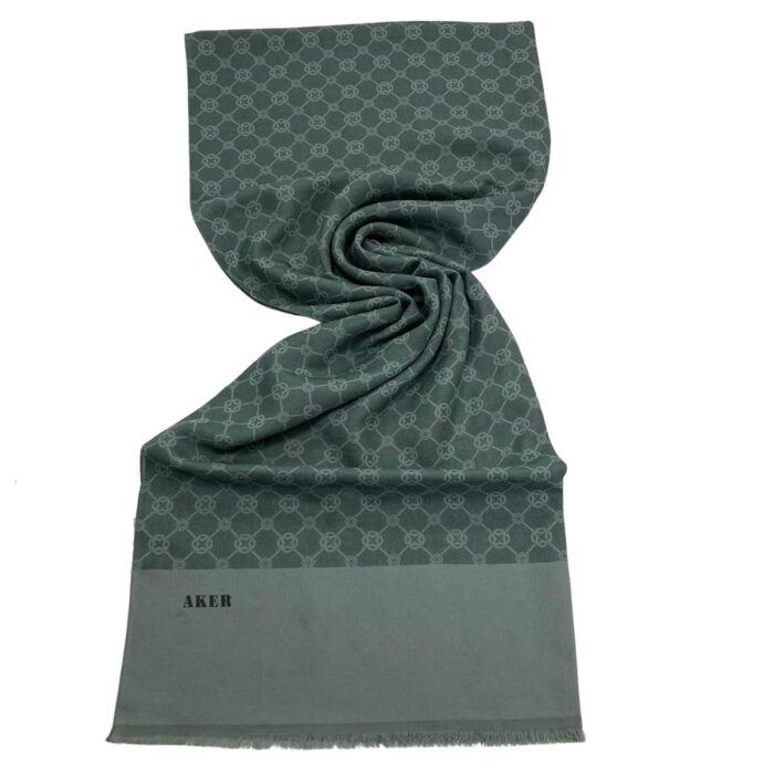 Aker Elegance Şal Yeşil Monogram Desenli 1090100-951 - Görsel 1