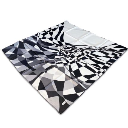 Aker Siyah Beyaz Geometrik Desen Tivil İpek Eşarp 8550713-914