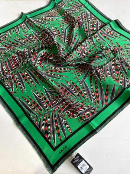 Aker Sura İpek Eşarp 42598 Yeşil Karışık Desen