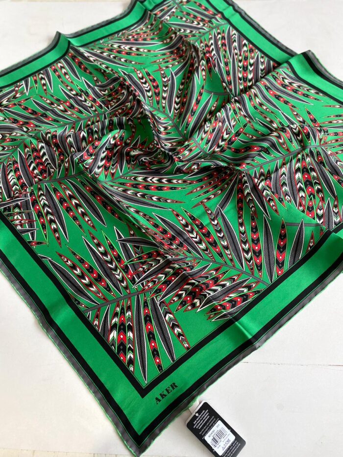 Aker Sura İpek Eşarp 42598 Yeşil Karışık Desen - Görsel 1