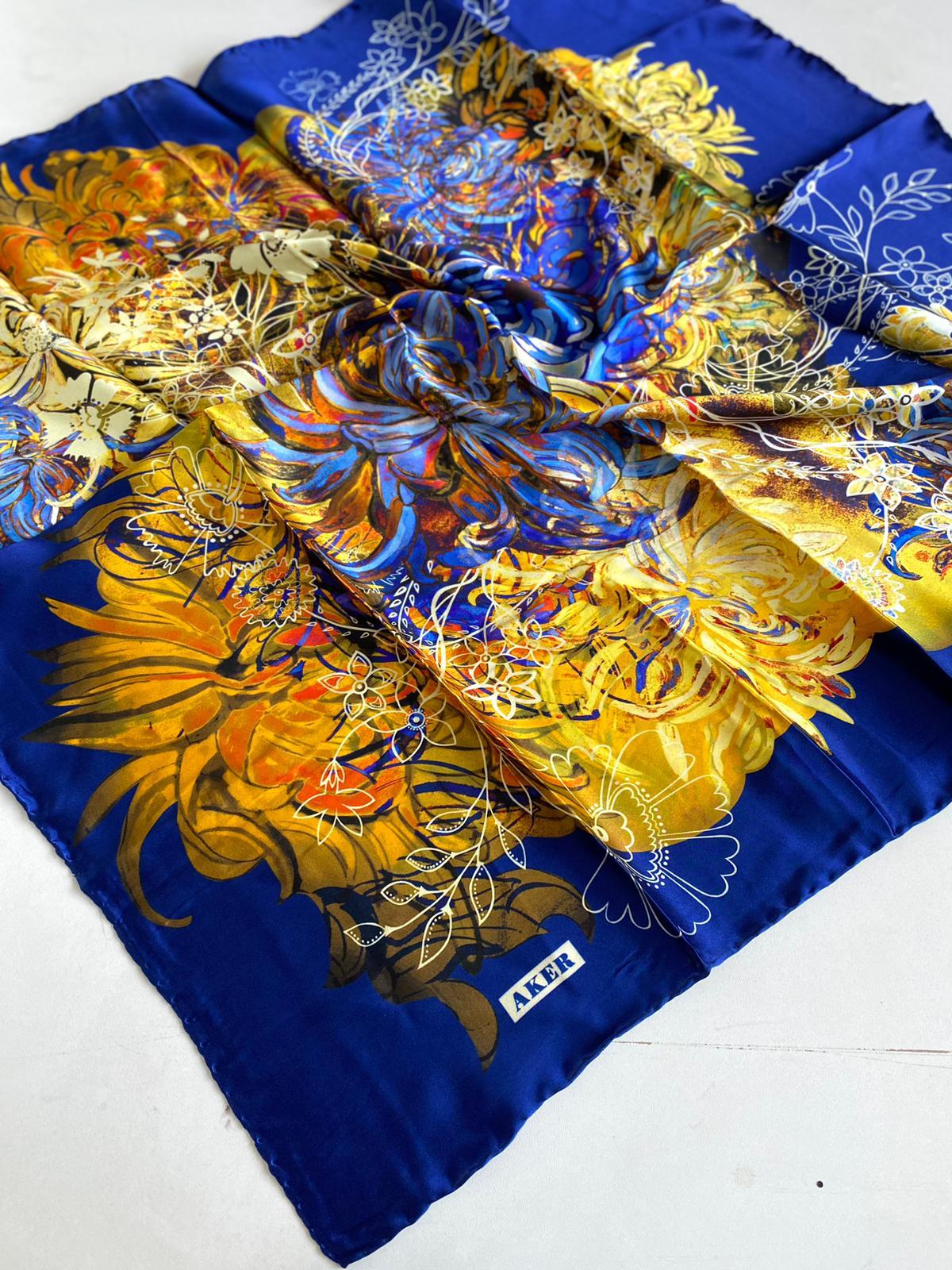 aker-sura-ipek-esarp-44215-lacivert-ka-0ee34a Aker Sura İpek Eşarp 44215 Lacivert Karışık Desen - Görsel 1