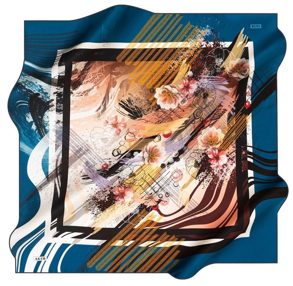 aker-sura-ipek-esarp-8503701-311-48036-0a4f-2 Aker Sura İpek Eşarp 8503701 - 311 - 48036 Lacivert Karışık Desen - Görsel 1