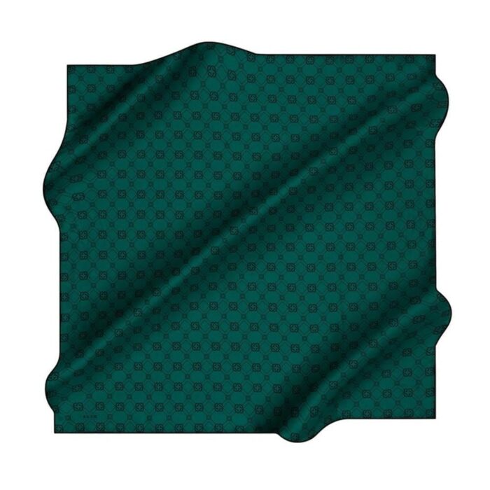Aker Tivil İpek Eşarp 8686713-914 47485 Zümrüt Yeşil-Siyah Monogram Desen - Görsel 1