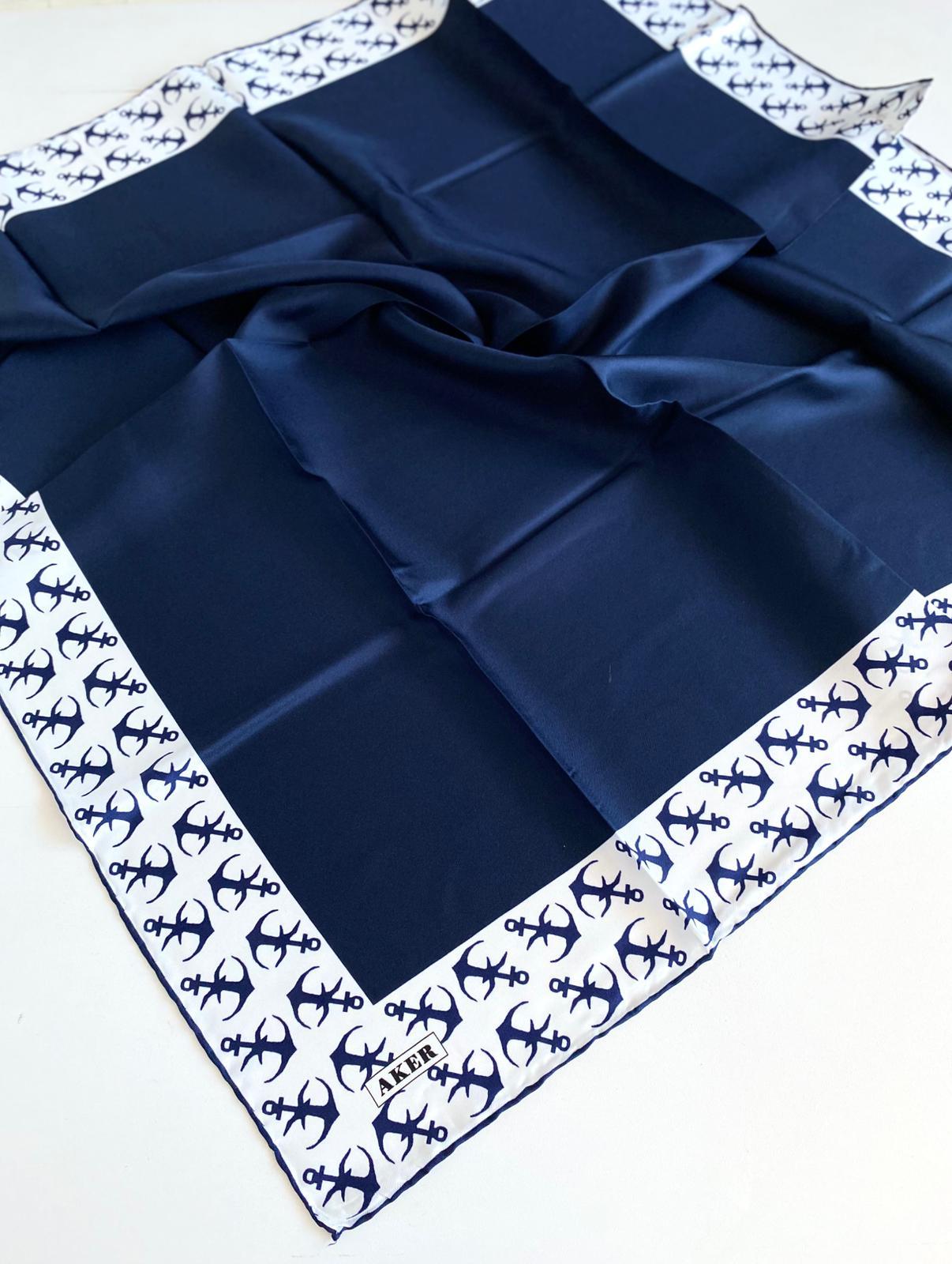 aker-tivil-ipek-esarp-8700713-921-4750-e91-87 Aker Tivil İpek Eşarp 8700713 - 921 47505 Lacivert Çapa Desen - Görsel 1