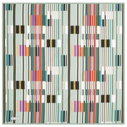 Aker Yeşil-Krem Geometrik Desenli Sport Tivil Eşarp 3410797-951