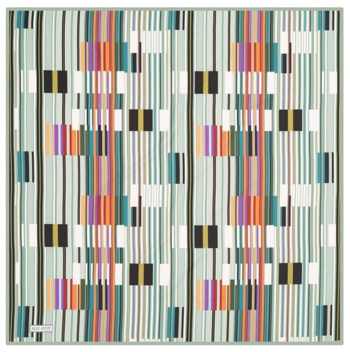 Aker Yeşil-Krem Geometrik Desenli Sport Tivil Eşarp 3410797-951 - Görsel 1
