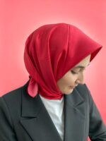 Armine Kırmızı Düz Renk Sura İpek Eşarp 10D02-502 - Görsel 2