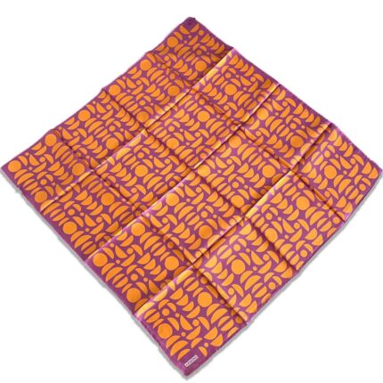 Armine Mor Turuncu Geometrik Desen Sura İpek Eşarp 9174 - 36