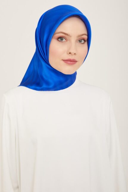 Armine Saks Mavi Çizgili Degrade Desen Sura İpek Eşarp 9150 - 83
