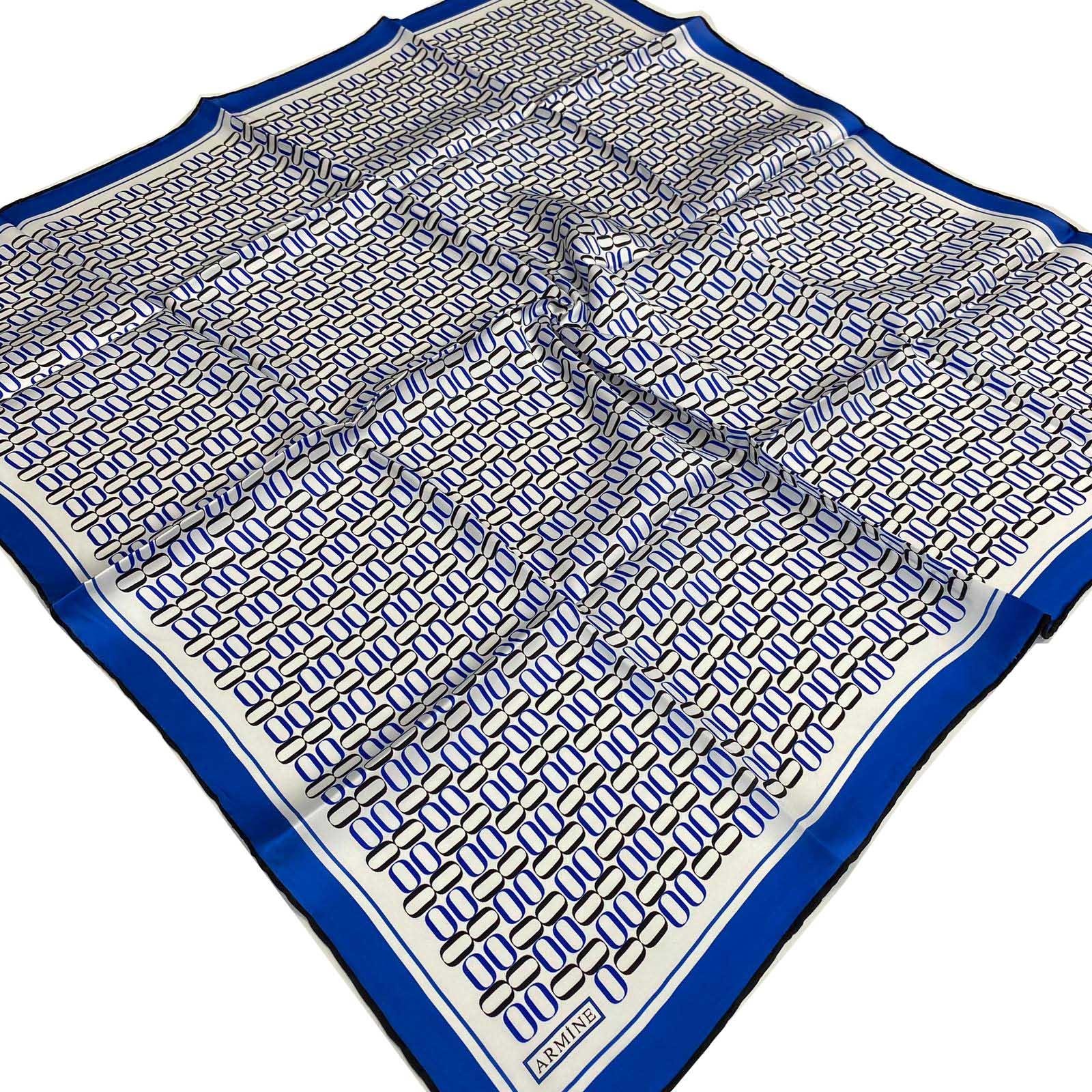 armine-saks-mavi-geometrik-desen-sura-6241-4 Armine Saks Mavi Geometrik Desen Sura İpek Eşarp 9149 - 39 - Görsel 1