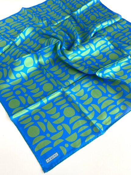 Armine Sura İpek Eşarp 9174 - 56 Mavi Karışık Desen