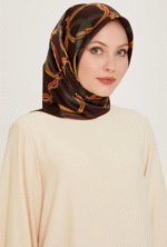 Armine Sura İpek Eşarp 9203-85 Kahverengi Karışık Desen