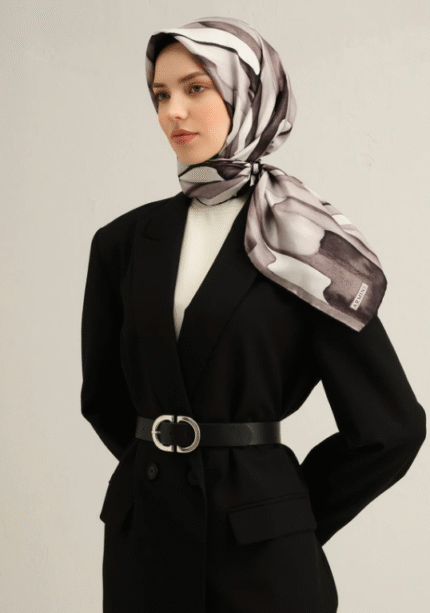 Armine Tivil İpek Eşarp 9306 - 03 Siyah Karışık Desen