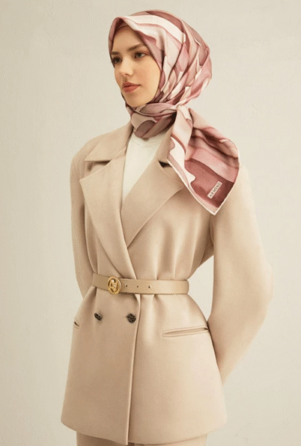 Armine Tivil İpek Eşarp 9306 - 33 Pembe Karışık Desen
