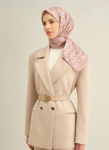Armine Sura İpek Eşarp 9309 - 34 Lila Karışık Desen