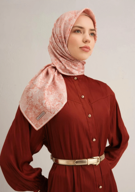 Armine Tivil İpek Eşarp 9311 - 02 Somon Karışık Desen