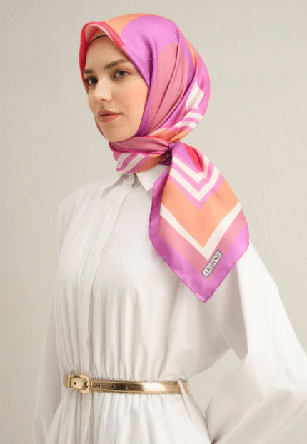 Armine Sura İpek Eşarp 9313 - 57 Pembe Karışık Desen