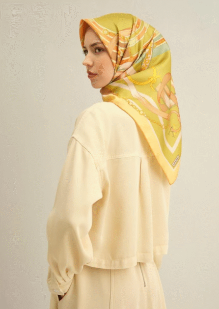Armine Sura İpek Eşarp 9315 - 57 Sarı Karışık Desen