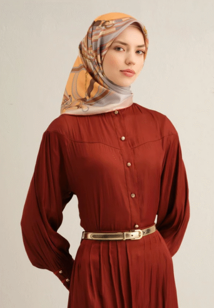 Armine Tivil İpek Eşarp 9315 - 80 Turuncu Karışık Desen