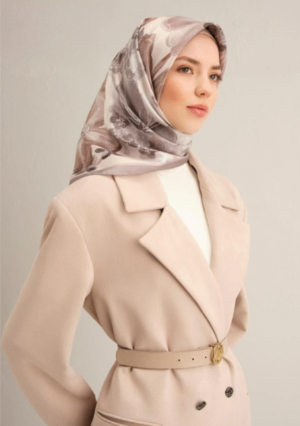 Armine Tivil İpek Eşarp 9318 - 83 Gri Karışık Desen