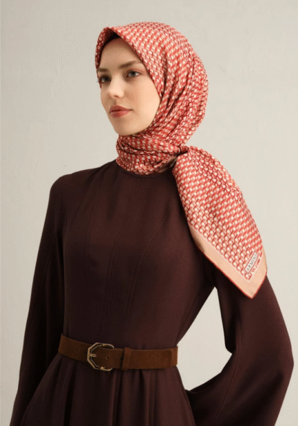Armine Sura İpek Eşarp 9319 - 07 Kırmızı Karışık Desen