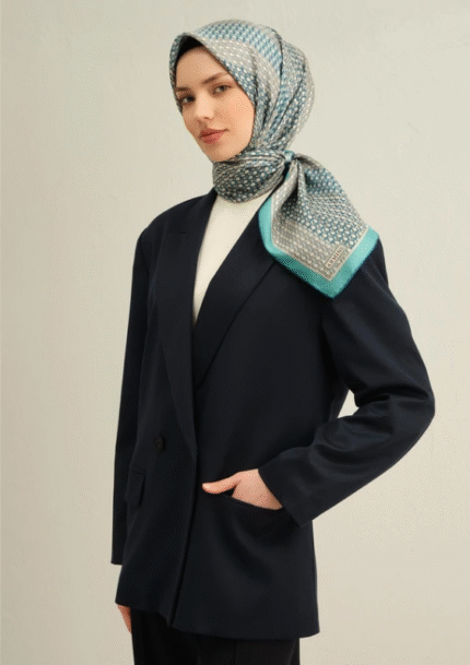 Armine Tivil İpek Eşarp 9319 - 50 Su Yeşili Karışık Desen