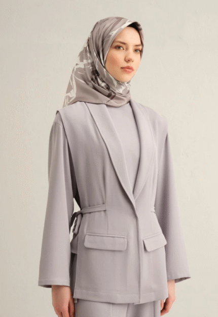 Armine Tivil İpek Eşarp 9322 - 82 Gri Karışık Desen