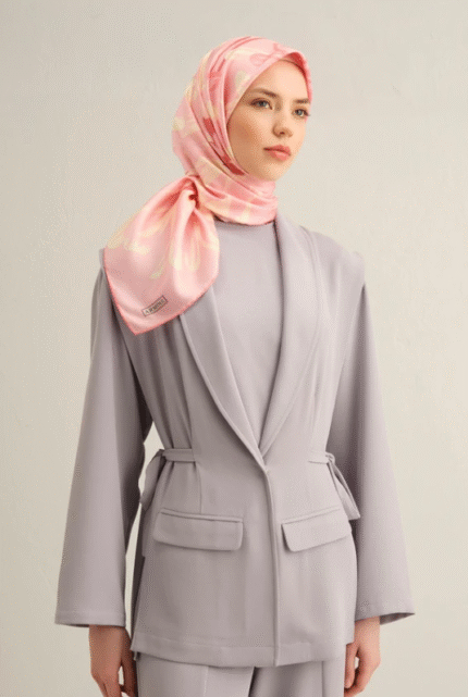 Armine Sura İpek Eşarp 9322 - 85 Pembe Karışık Desen