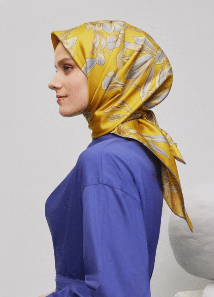 Armine Sura İpek Eşarp 9324 - 04 Sarı Karışık Desen
