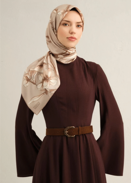 Armine Sura İpek Eşarp 9324 - 32 Krem Karışık Desen