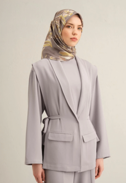 Armine Tivil İpek Eşarp 9324 - 35 Gri Karışık Desen