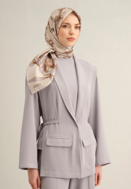 Armine Tivil İpek Eşarp 9324 - 82 Vizon Karışık Desen