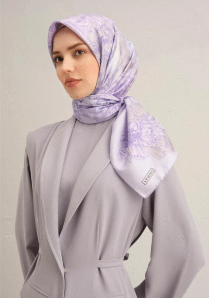 Armine Sura İpek Eşarp 9330 - 82 Lila Karışık Desen
