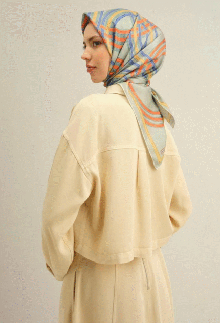 Armine Tivil İpek Eşarp 9333 - 35 Yeşil Karışık Desen