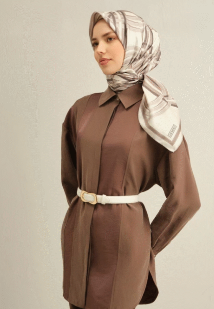 Armine Tivil İpek Eşarp 9333 - 82 Beyaz Karışık Desen