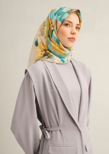 Armine Sura İpek Eşarp 9334 - 07 Yeşil Karışık Desen