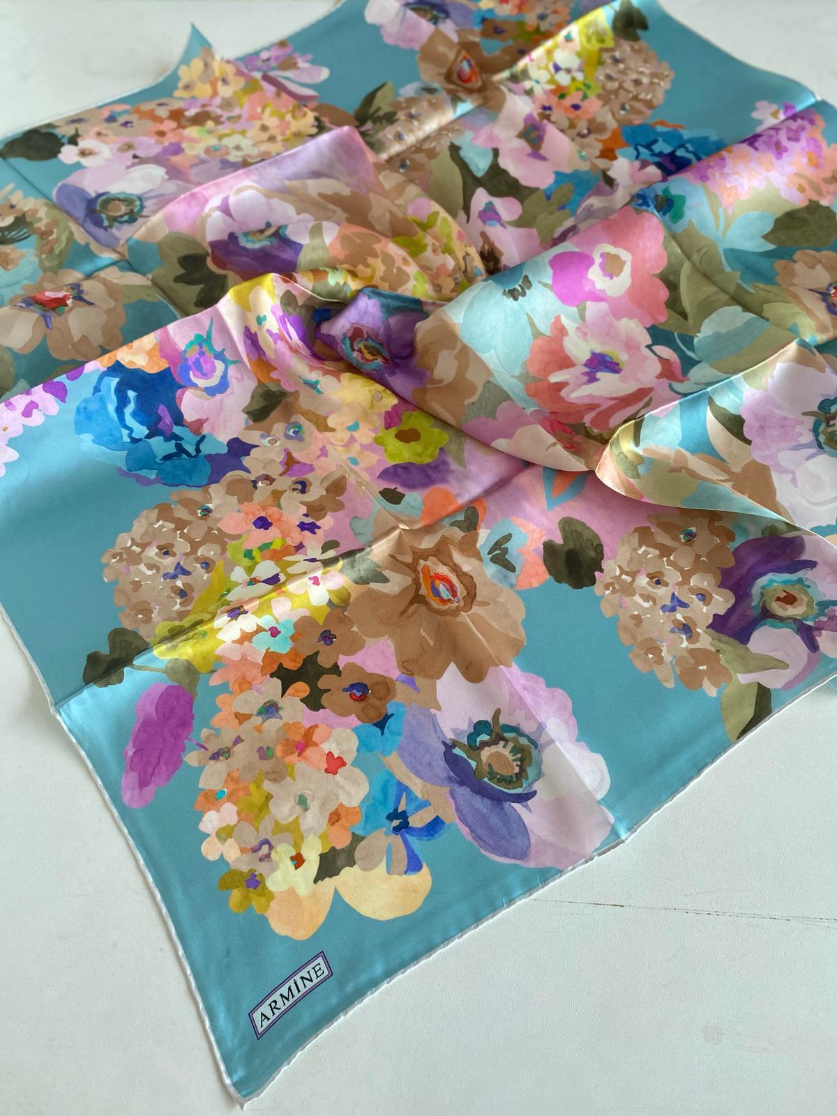 armine-sura-ipek-esarp-9334-34-mavi-ka-e9a3c Armine Tivil İpek Eşarp 9334 - 34 Mavi Karışık Desen - Görsel 1