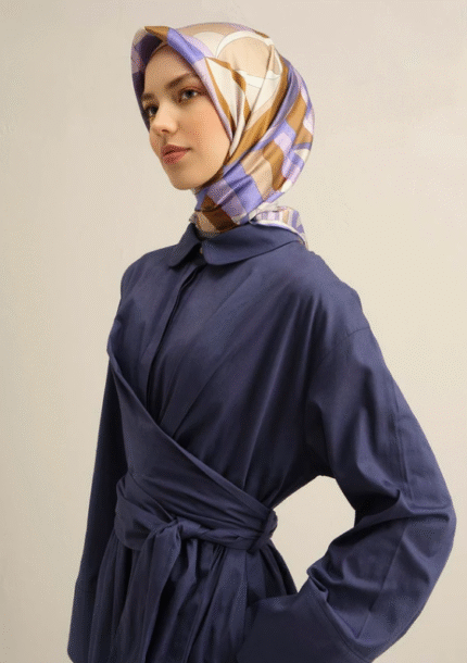 Armine Tivil İpek Eşarp 9336 - 34 Mor Karışık Desen