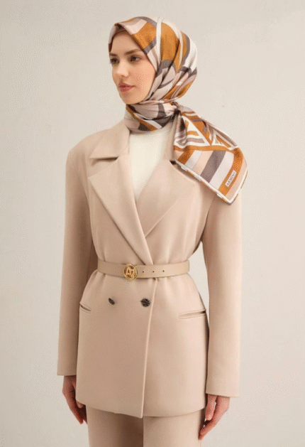 Armine Tivil İpek Eşarp 9336 - 83 Kahverengi Karışık Desen