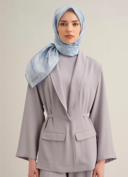 Armine Tivil İpek Eşarp 9339 - 07 Mavi Karışık Desen