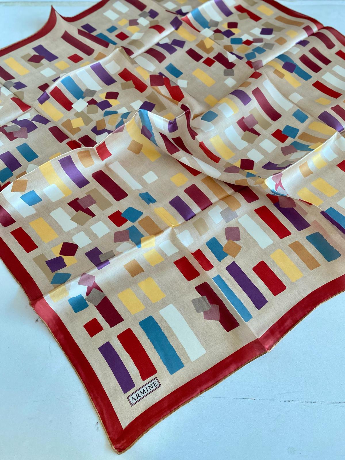 armine-sura-ipek-esarp-9341-80-kirmizi-264-45 Armine Sura İpek Eşarp 9341-80 Kırmızı  Karışık Desen - Görsel 1