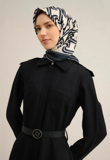 Armine Tivil İpek Eşarp 9343 - 80 Lacivert Karışık Desen