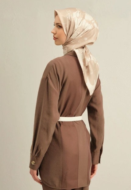 Armine Tivil İpek Eşarp 9344 - 31 Krem Karışık Desen