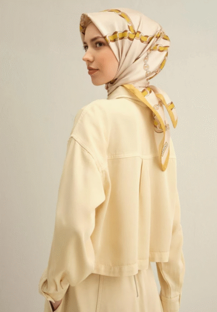 Armine Tivil İpek Eşarp 9346 - 33 Sarı Karışık Desen