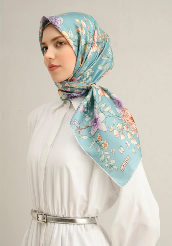 armine-sura-ipek-esarp-9347-31-mavi-ka-4a060 Armine Tivil İpek Eşarp 9347 - 31 Mavi Karışık Desen - Görsel 1