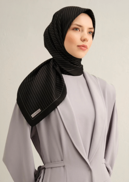 Armine Tivil İpek Eşarp 9348 - 34 Siyah Karışık Desen