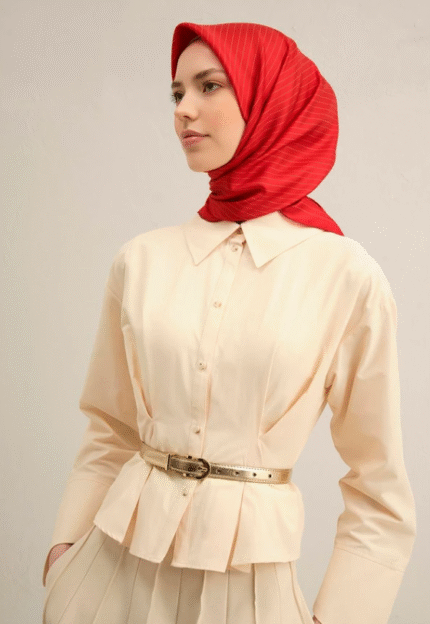 Armine Sura İpek Eşarp 9348 - 85 Kırmızı Karışık Desen
