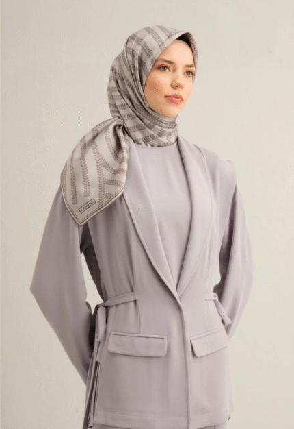 Armine Sura İpek Eşarp 9351 - 51 Gri Karışık Desen