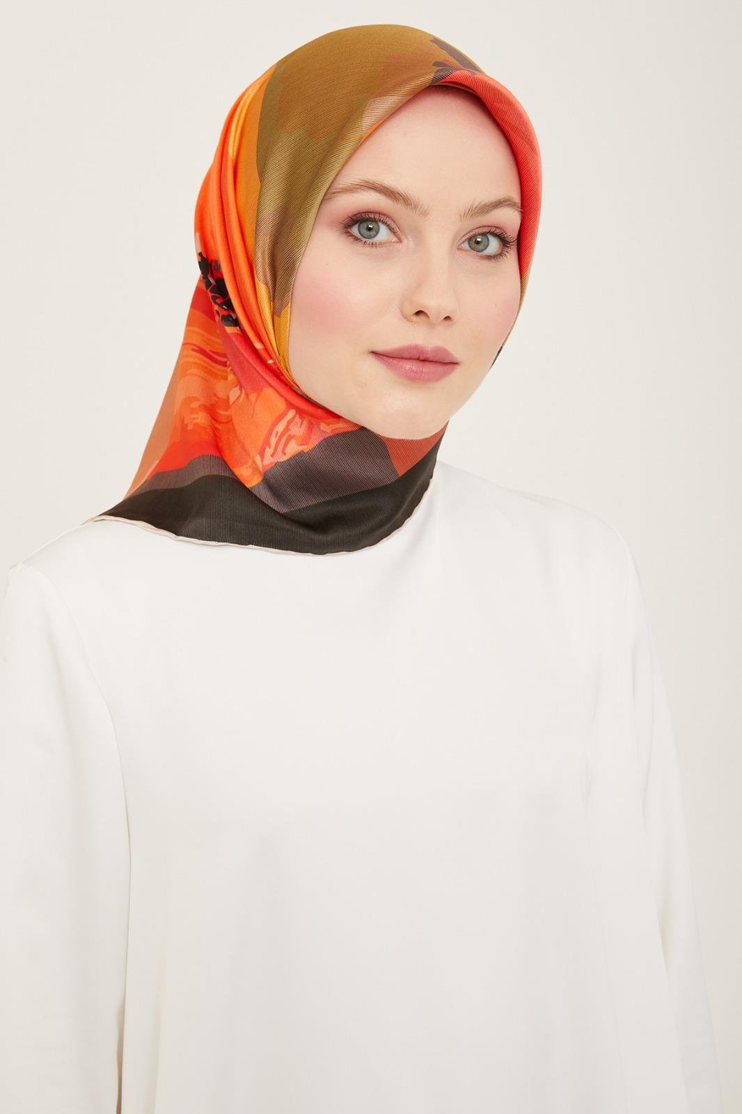 armine-taba-batik-desen-tivil-ipek-esa-e83ada Armine Taba Batik Desen Tivil İpek Eşarp 9145 - 34 - Görsel 1