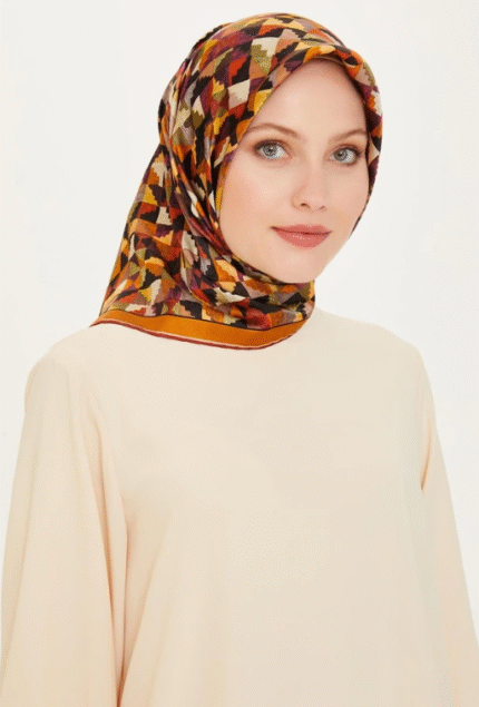 Armine Tivil İpek Eşarp 9214 - 81 Turuncu Karışık Desen